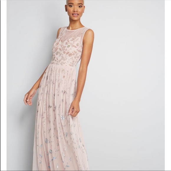 NWT Adrianna Papell shell/blush gown US 2 - Picture 2 of 8